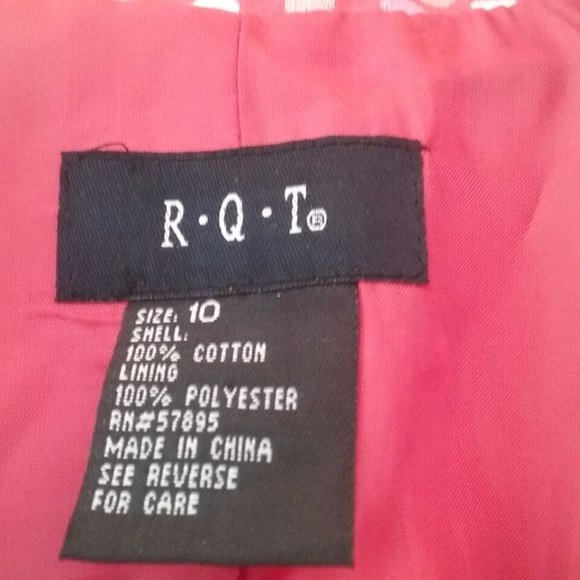 R.Q.T Pink Orange White Multicolor Cotton Jacket Blazer Overcoat Women Size 10 - Picture 10 of 11
